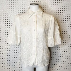 FARM‎ Rio | White Embroidered Blouse Sz. M